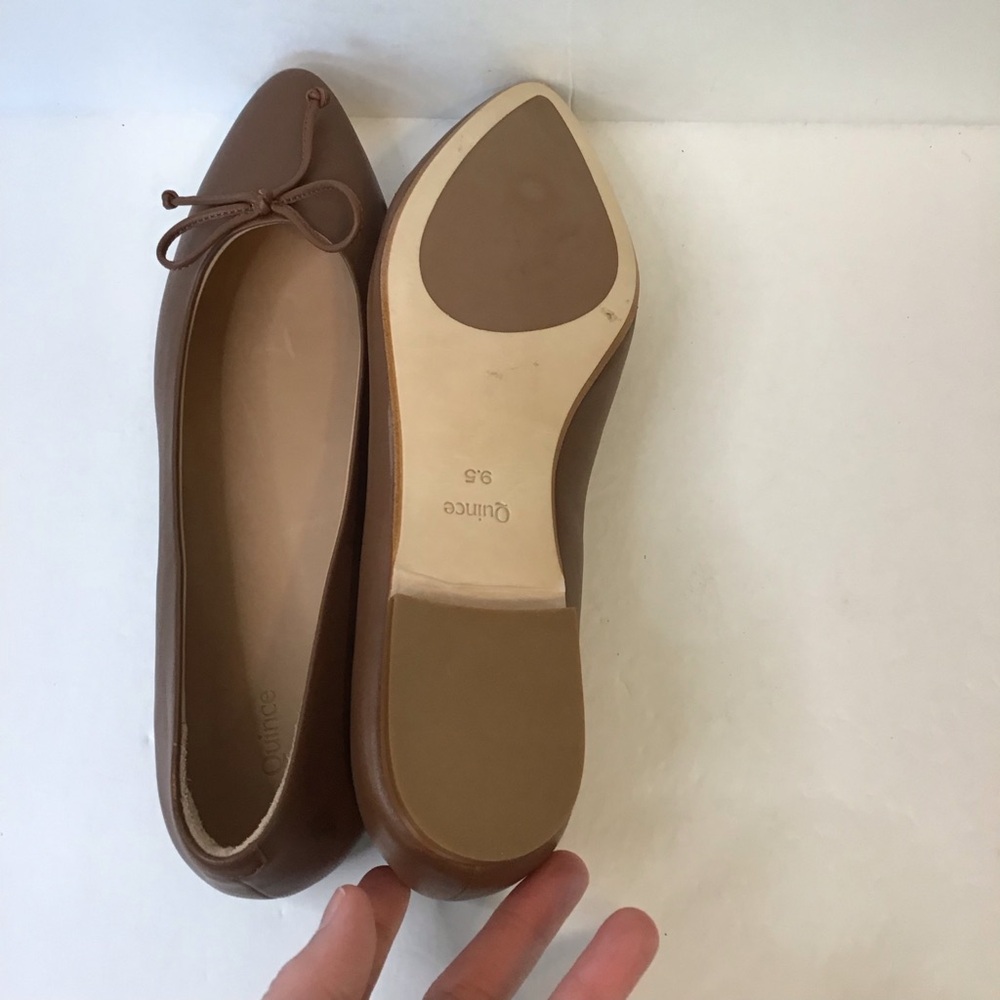 QUINCE Women's Brown Italian Leather Bow Ballet Flats 9.5 - Picture 8 of 8